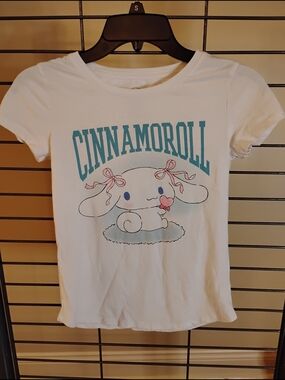 Cinnamoroll White Girls' Graphic Tee with Pink Accents